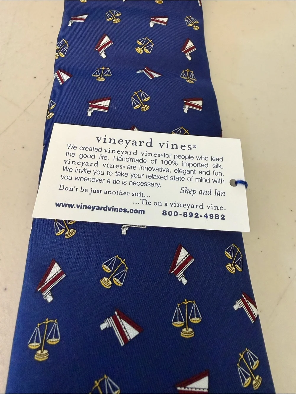 New VINEYARD VINES CUSTOM COLLECTION BLUE LIBRA MOTIF TIE